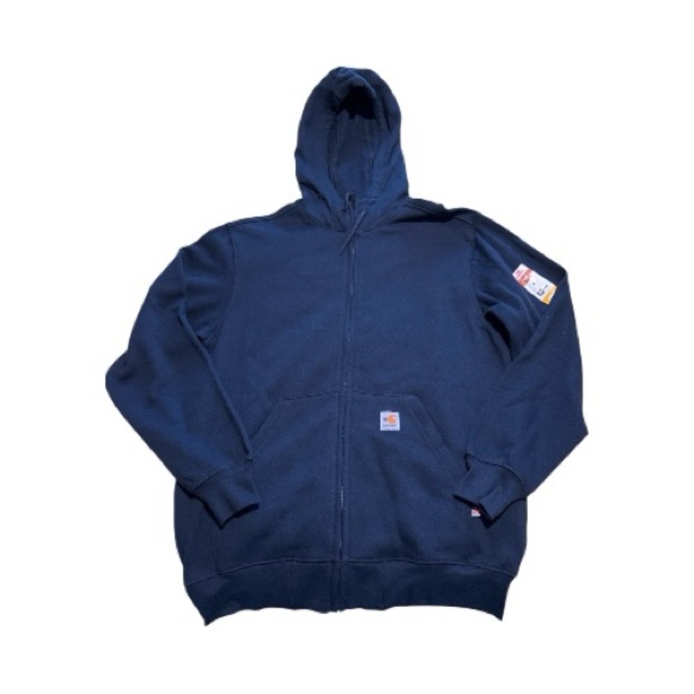 Carhartt FR 212 CAT3 Navy Blue *FLAWED* Zip-Up Hoodie Medium Drawstring Pockets
